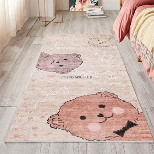 Retro Bedroom Carpet Long Strip Bedside Blanket Cute Girl Bed Front Blanket Tatami Mat Room Non-slip Mat