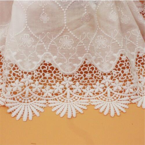 3Y-5Yard/Lot Cotton Cloth Natural White Embroidered Hollow Lace Trim Lace Fabric Width 39CM Sew Diy Clothing Dress Accessories