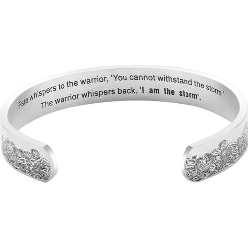 2020 hot-selling explosion wave titanium steel bracelet inside laser lettering inspirational statement opening bracelet can be c