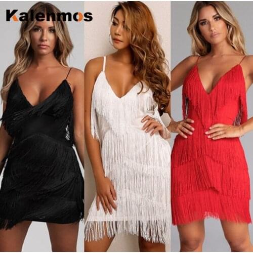 Mini Dress Women Casual Dresses Party Vestidos V Neck Sleeve Tassel Lace Slim Sheath Package Hip Work Elegant Bandage Bodycon