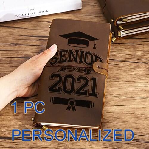 Real Cow Leather Leather Journal Personalized Custom Engraved Senior class of 2021 Graduation Gift Diary Notebook A5 BJ077