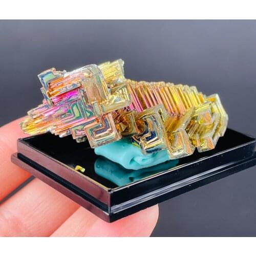 Natural Metal Stone Bismuth Ore Rough Pyramid Rainbow Bismuth Specimen Crystal Healing Decor