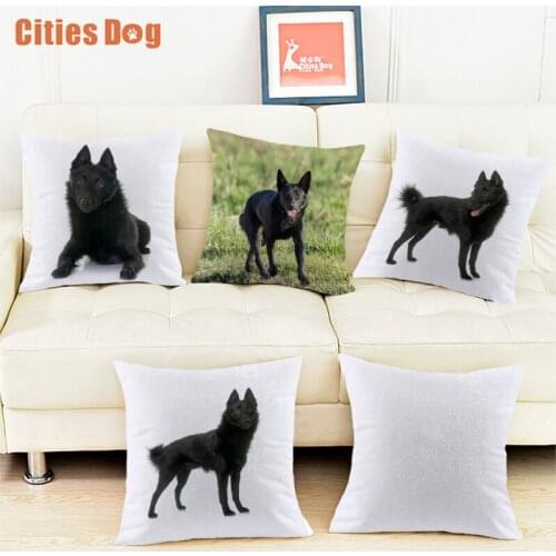 Schipperke dog cushion cover decorative pillows white Velvet Fabric pillow cover Shiba Inu housse de coussin cojines decorativos