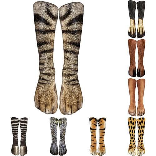Cotton Socks Adult 3D Animal Paw Socks Cute Funny Animal Printing Kawaii Casual Elastic Breathable Crew Socks High Ankle Socks