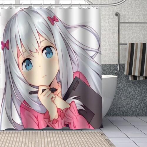 New Custom Anime Character Eromanga Sensei Curtains Polyester Bathroom Waterproof Shower Curtain With Plastic Hooks More Size