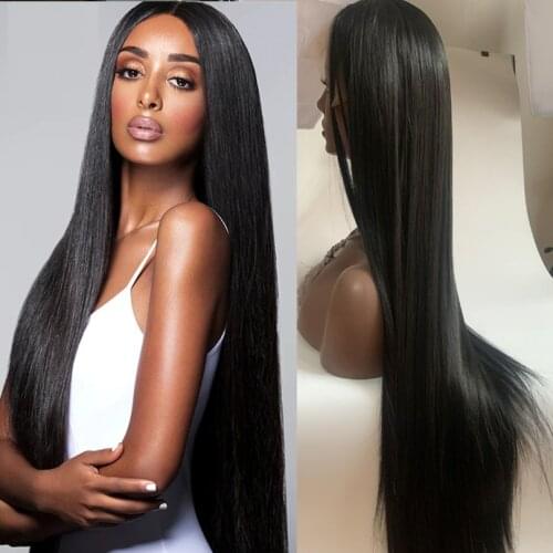 Lace Front Wigs Long Straight Synthetic Wigs for Women Natural Density Black Straight Wig Heat Resistant Fiber Hair Wigs