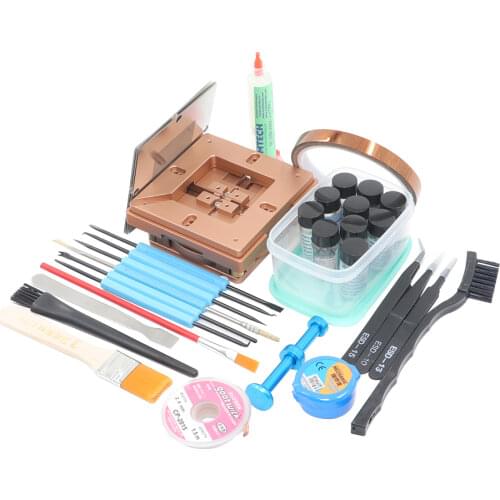 90mm Aluminium alloy BGA Reballing Station BGA Reball Kit Magnetism Lock 10pcs 90mm Universal Bga Stencil 10 pcs BGA solder ball