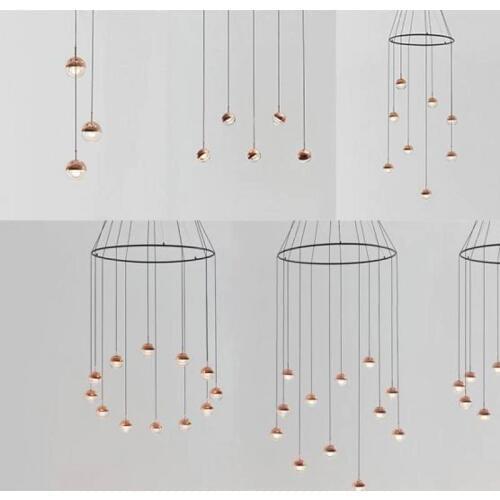 Penthouse spiral Led strip crystal ball hanging lamps stairway LED pendant lights lampe for living room hotel stairwell lighting