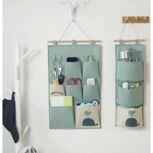 Cotton Linen Wall Hanging Storage Bag Pockets Wall Door Pouch Organizer Toys For Bedroom Bathroom Home Office Container