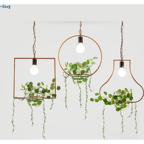 Pastoral Art Aerial Plant Pendant Lights Living Room Restaurant Dining Table Retro Balcony Kitchen Gold Hanging Lamps Fixtures
