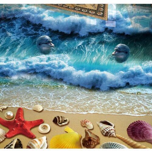 Custom 3d floor Beach shells 3d floor wallpaper for living room photo wall mural 3d floor tiles luxury wallpaper