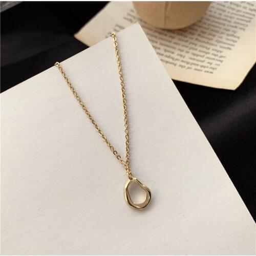 Simple Gold Silver Color Chain Geometric Small Hollow Circle Choker Necklace Women Girl Minimalist Chocker Chains Jewelry