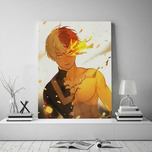 Shoto Todoroki My Hero Academia BNHA Framed Wooden Frame Canvas poster Painting wall Art decor room Study Home Decoration Prints