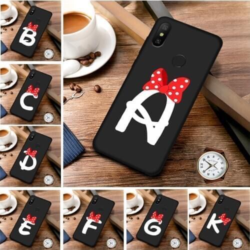 Cute Bow Letter A B Couple Case for Samsung galaxy A21S A10 A40 A50 A30 S A70 A31 A41 A51 A71 Soft TPU Silicone Phone Cover