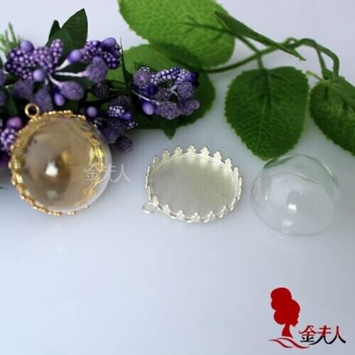 Glass cover pendant wishing bottle adrift bottle semi-cirle glass cover semi-cirle 25mm 45mm trays