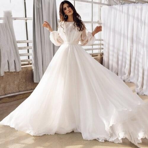 Wedding Dress Elegant V-Neck Sleeveless Lace Sweep Train A Line Bridal Gowns with Slit