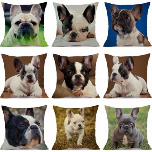 XUNYU Cute Pet Dog French Bulldog Pattern Cushion Cover Decorative Sofa Pillow Case 45x45cm VP07