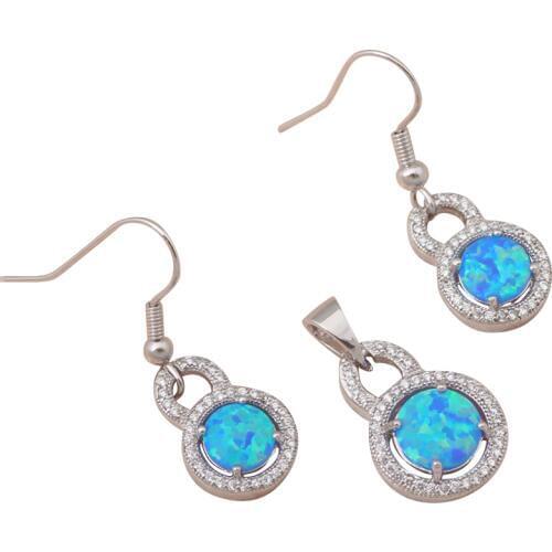 Digital style Brand Jewelry Sets blue fire opal Silver Stamped top Fashion jewelry set for Anniversary OS008A