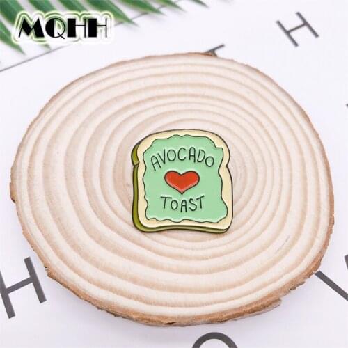 Fun Cartoon Food Love Bread Sushi Enamel Brooch AVOCADO TOAST Alloy Badge Denim Shirt Bag Pin Fashion Jewelry Gift For Friends