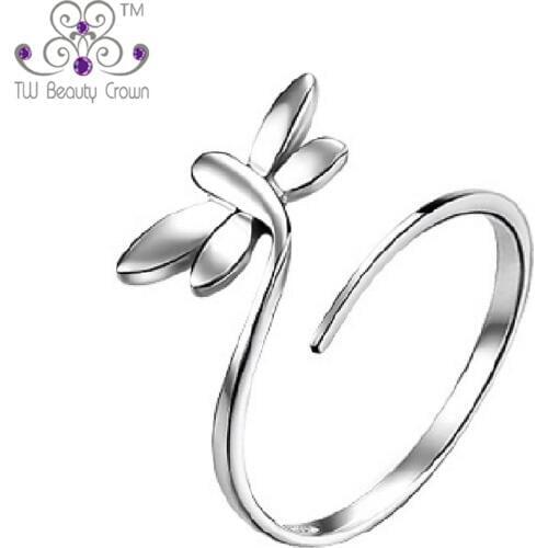100% Authentic 925 Sterling Silver Fashion Female Dragonfly Finger Tail Ring Jewelry For Women Antiallergic Nickel Free JSJZ008