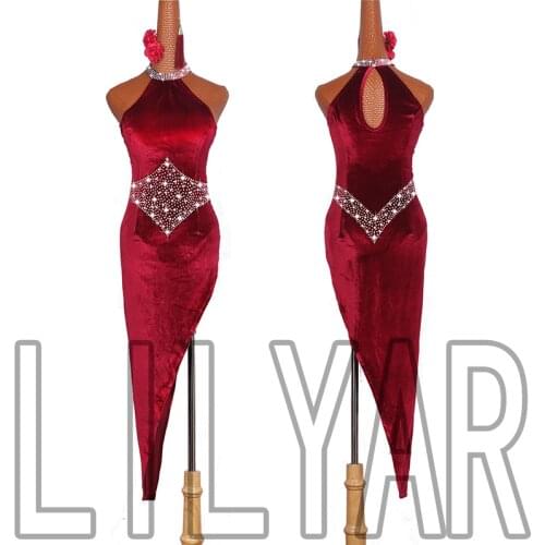 New Latin Dance Dress Competition Dress Costumes Skirt Performing Dress Adult Customize Children Red Matador Skirt Split Skirtes