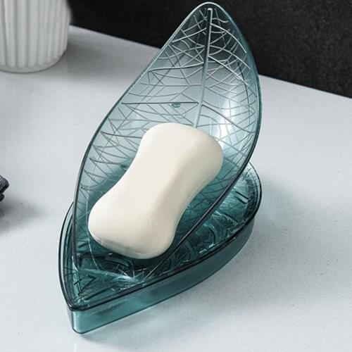 Soap Box Punch Free Leaf Shape Plastic Drain Soap Holder Box Home Bathroom Storage Accessories