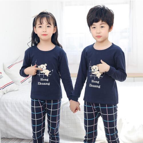 Winter Boys Girls Pajamas Sleepwear Pyjamas Kids Cotton Cartoon Nightwear Pijamas Baby Girls Clothes Tops+Pant 2pcs Sleep Suits