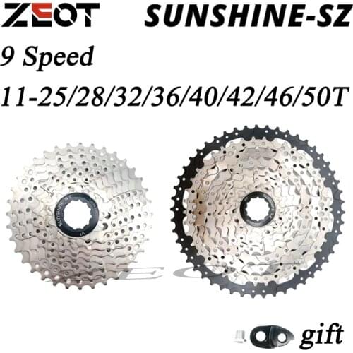 SUNSHINE MTB Sprocket 9 Speed Velocidade 11-25T/28T/32T/36T/40T/42T/46T/50T Bicycle Cassette Freewheel Road Bike For SHIMANO