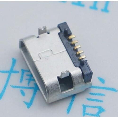 100pcs/Lot MICRO USB Female Jack/Socket Connector Flat mouth Endless SMT 5PIN 5P