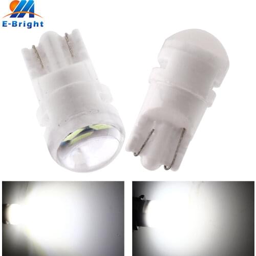 100pcs W5W 194 168 DC 12V CERAMIC T10 2835 3 smd LED Clear Fog Lens Car Interior LED Reading License Lights White Red Blue Amber