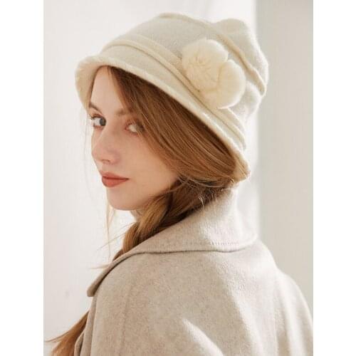 2020 New Warm Cashmere Hat. Womens Hair Ball Decorative Dome Hat, Knitted Warm Cap