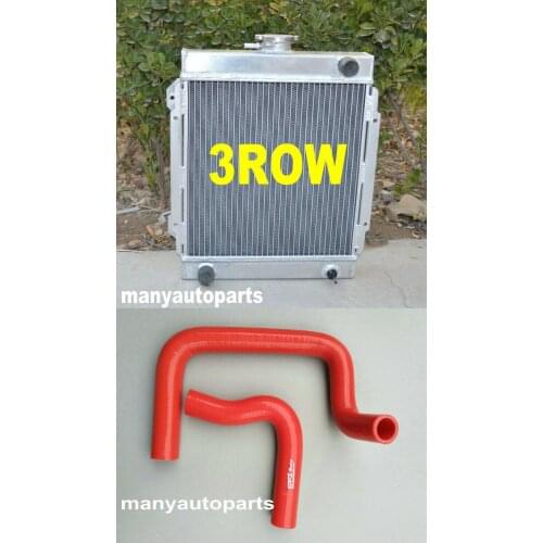 3 ROW Aluminum Radiator + Red silicone radiator hose for DATSUN 1200 Manual MT
