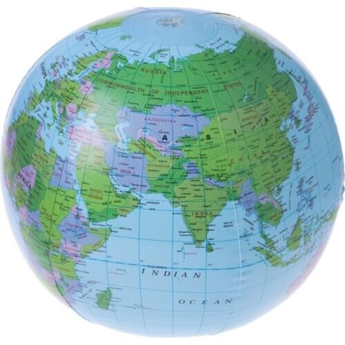 30CM Inflatable World Map Globe Balloon Beach Ball Education Geography Kid Toys F3ME