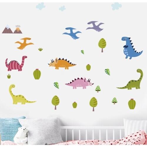 3D Cartoon Little dinosaur PVC Wall Stickers Decals kids room Nursery Home Decor Mural for Boy Bedroom Murals Art poster