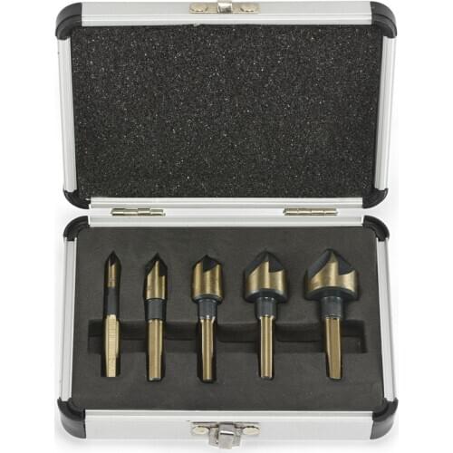 5 Pieces 82 Degrees Countersink Drill Bit 5 Flute Chamfering Cutter Hand Tool Set Retail