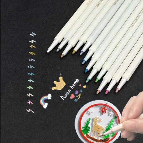 6 Colours Metallic Marker Pens for Glass Paint Plastic Resin Pottery Stone DIY Card Making Wood Metal Surface slicone mold tool