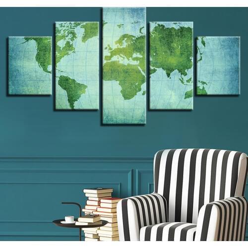 Paintings HD Abstract Canvas Living Room Wall Art Poster 5 Pieces Retro World Map Decoration Pictures Frame 3 Assassins Creed