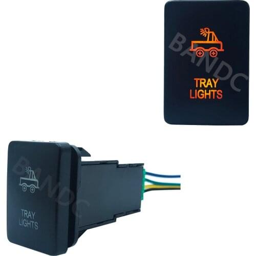 TRAY LIGHTS Push Switch Car Button Switch with Wiring Connector for Toyota Prado RVA4 Hilux, Orange Led Lights, 3Amp 12V