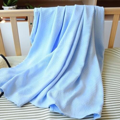 Bamboo Fiber Summer Jacquard Cover Ice Silk Blanket For Adult Children Air Condition Nap Solid Colors Cozy Blankets Bed Sheet