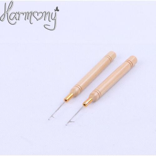 Free shipping! HARMONY Stock Wooden Handle Pulling Needle/Micro Rings/Loop Needle Hair Extensions Tools 170pcs/lot