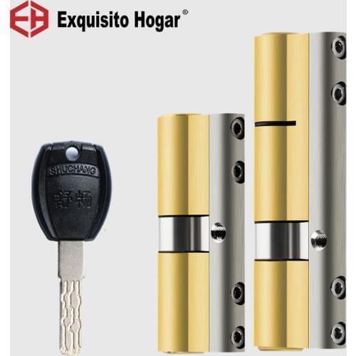 Door Lock Cylinder 70mm Cylinder Same Key Open All Locy Anti Prying Break Steel Bar Brass Serpentine Groove Key