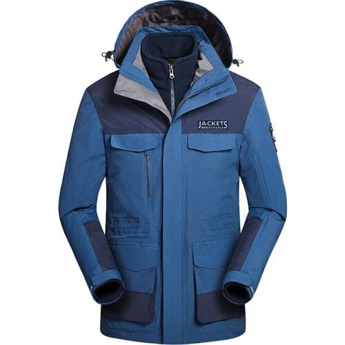 2019 New Mens Winter 2 Pcs Inside Fleece Jackets Outdoor Sport Waterproof Thermal Hiking Ski Mountain Climbing Windbreaker Coats M-4XL