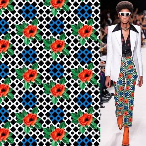 European G brand new spring/summer custom printed fabric, red poppy pattern fabric, factory shop support G logo customization