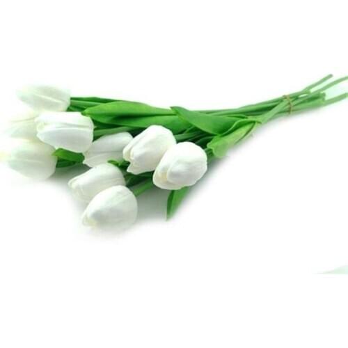 Artificial flower Wet Tulip White 10'luAdet Real Tissue decoration artificial flower искусственный цветок