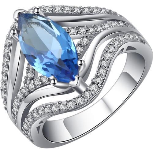 JEWELS Silver color Ring with large CZ Fine Jewellry for Women 2017 New luxury engagement rings Jewelry Distribution