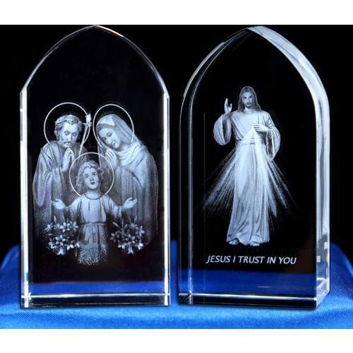 Creative 3D Carved Crystal Crafts Christian Catholic Crystal Living Room Desktop Ornaments Home Decoration Accessorie Religious