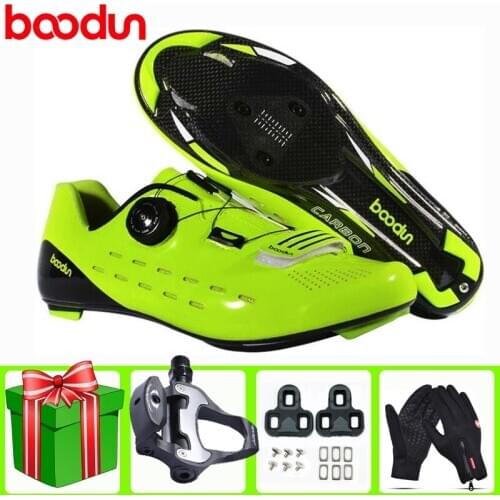 Boodun Carbon Fiber Road Cycling Shoes New Ultralight Men Pro Racing Bike Men Sneakers Self-Locking Triathlon Sports Bicicleta