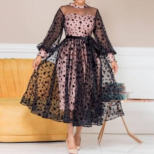 Summer Womens Dress With Tulle Elegant Lace Up See Through Stitching Party Dresses Midi Dresses Evening Dress Party Dresses