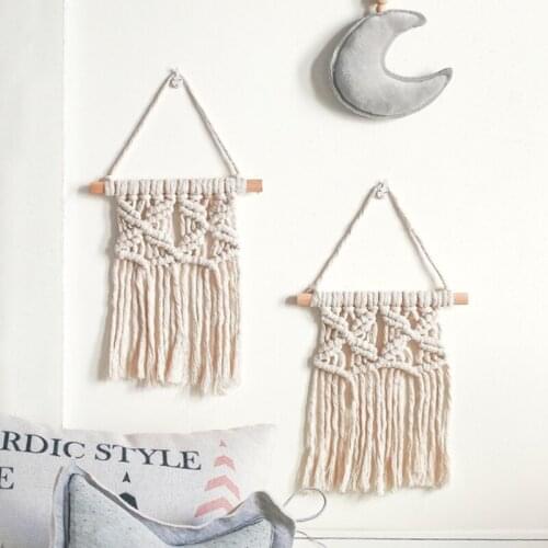 20x36cm Nordic Small Macrame Wall Hanging Bohemian Handmade Woven Knotted Tassels Tapestry Decoration for Kids Room Bedroom 85DA