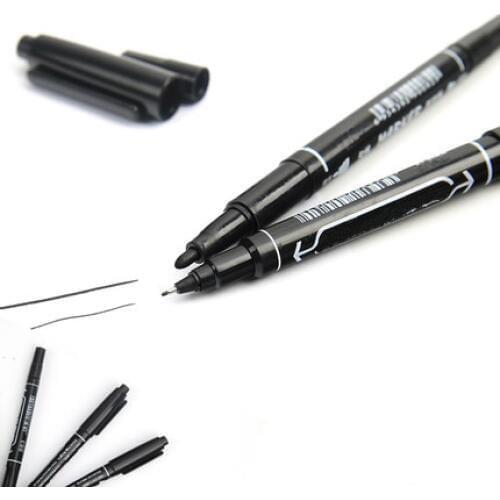 Small Two-Headed Marker Pen Waterproof Garden Fadeless Black Ink Token Pen Gardening Plant Labeling Stationery Supplier 1pcs